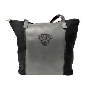 Image of Tote- Black leather athletic logo